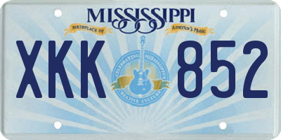MS license plate XKK852