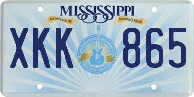 MS license plate XKK865