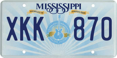 MS license plate XKK870