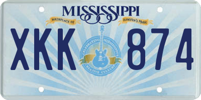 MS license plate XKK874