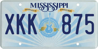 MS license plate XKK875