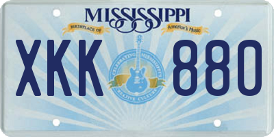 MS license plate XKK880