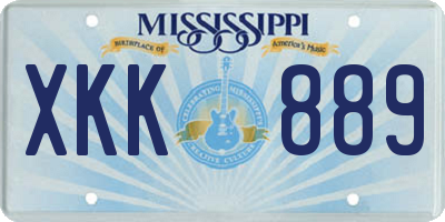MS license plate XKK889