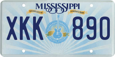 MS license plate XKK890
