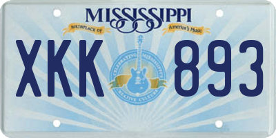 MS license plate XKK893