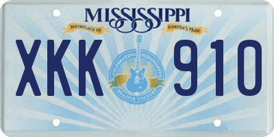 MS license plate XKK910