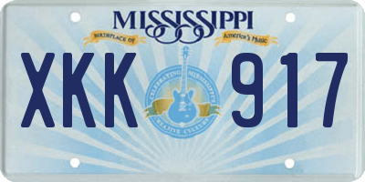MS license plate XKK917