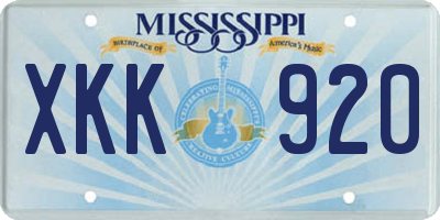 MS license plate XKK920