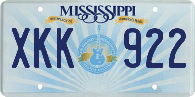 MS license plate XKK922