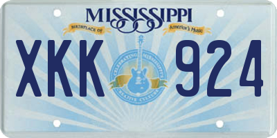 MS license plate XKK924