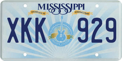 MS license plate XKK929