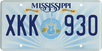 MS license plate XKK930