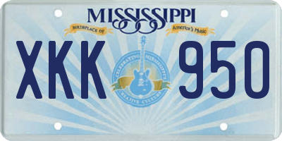 MS license plate XKK950