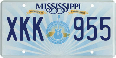 MS license plate XKK955