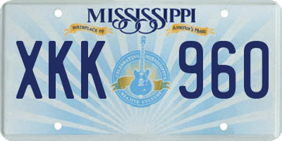 MS license plate XKK960