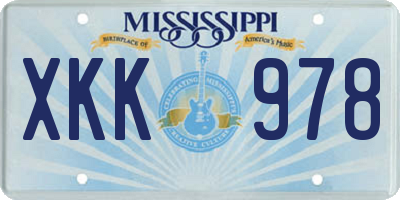 MS license plate XKK978