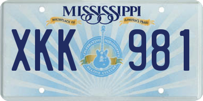 MS license plate XKK981
