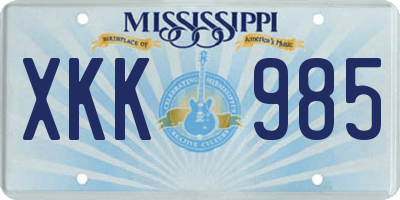 MS license plate XKK985