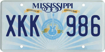 MS license plate XKK986