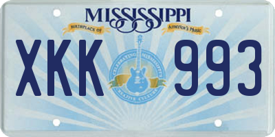 MS license plate XKK993