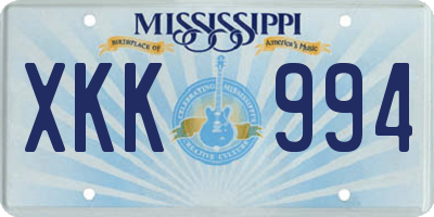 MS license plate XKK994