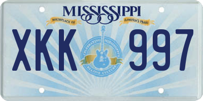 MS license plate XKK997