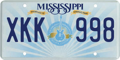 MS license plate XKK998