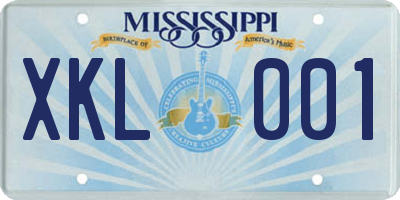 MS license plate XKL001