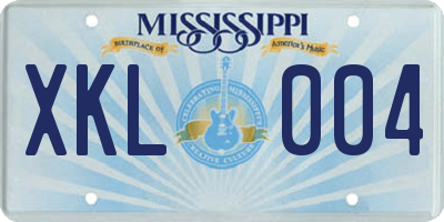 MS license plate XKL004
