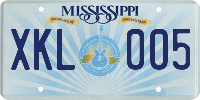 MS license plate XKL005