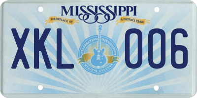 MS license plate XKL006