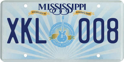 MS license plate XKL008