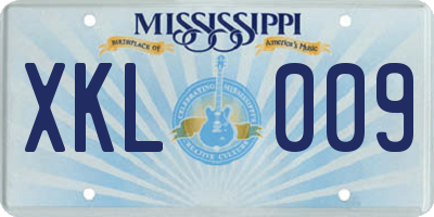 MS license plate XKL009