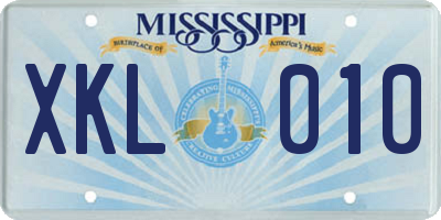 MS license plate XKL010