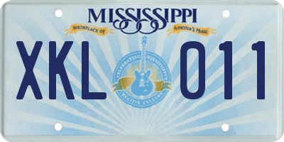 MS license plate XKL011