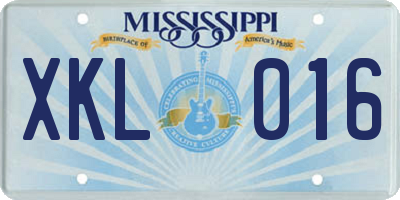 MS license plate XKL016