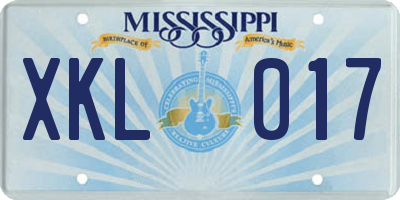 MS license plate XKL017