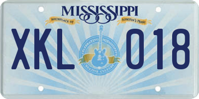 MS license plate XKL018
