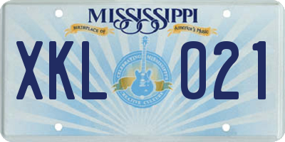 MS license plate XKL021