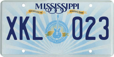 MS license plate XKL023