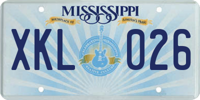 MS license plate XKL026