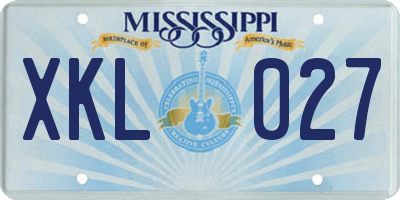 MS license plate XKL027