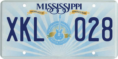 MS license plate XKL028