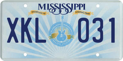 MS license plate XKL031