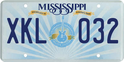 MS license plate XKL032