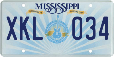 MS license plate XKL034