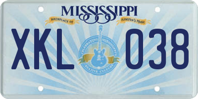 MS license plate XKL038