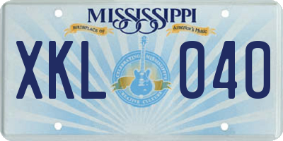 MS license plate XKL040