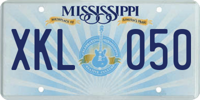 MS license plate XKL050