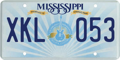 MS license plate XKL053